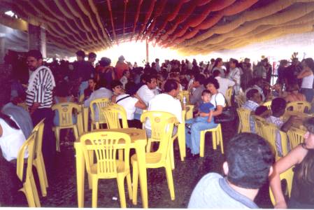 Vista interna da barraca